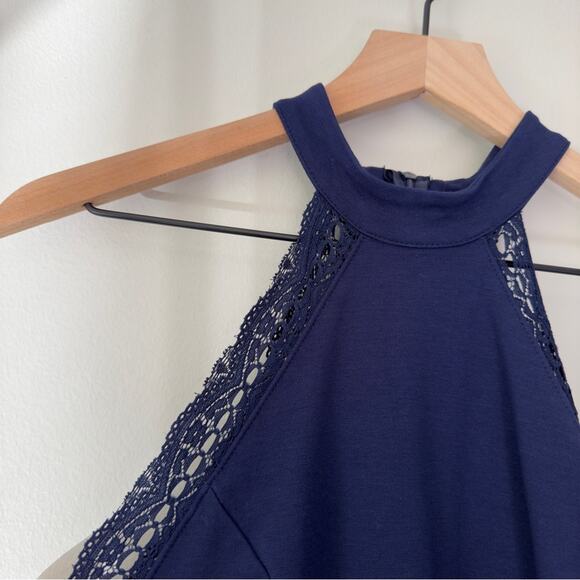 Lulus Lace Edge Cutout Waist Mini Dress Sleeveless High Neck Zip Up USA Made EUC - Picture 3 of 10